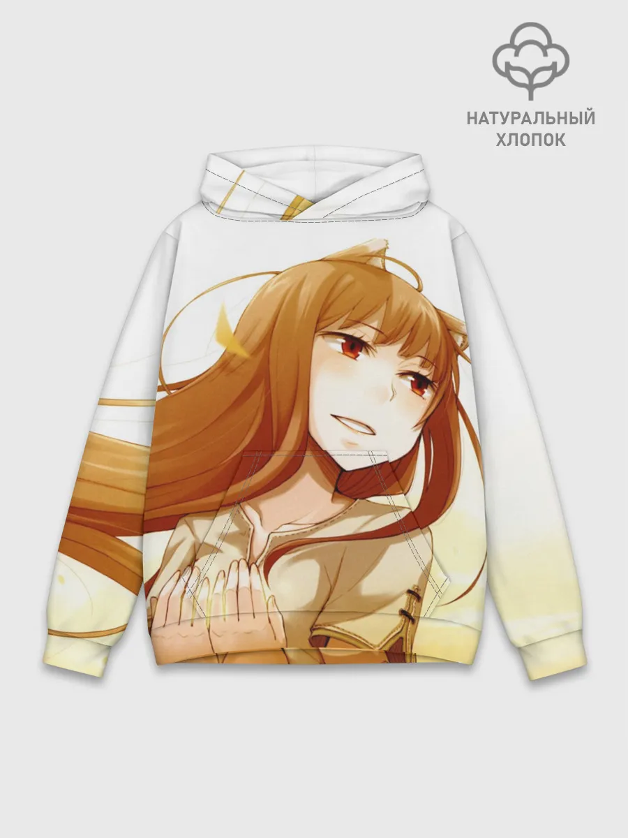 Худи мужской база хлопок / Волчица и пряности Холо