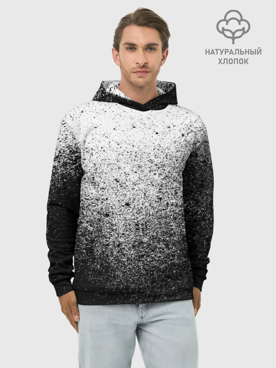 Худи мужской база хлопок / БРЫЗГИ КРАСОК ЧЁРНЫЙ