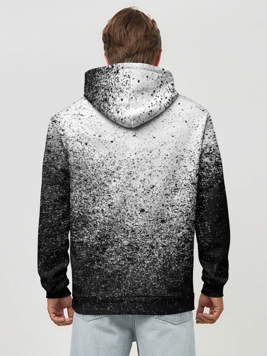 Худи мужской база хлопок / БРЫЗГИ КРАСОК ЧЁРНЫЙ