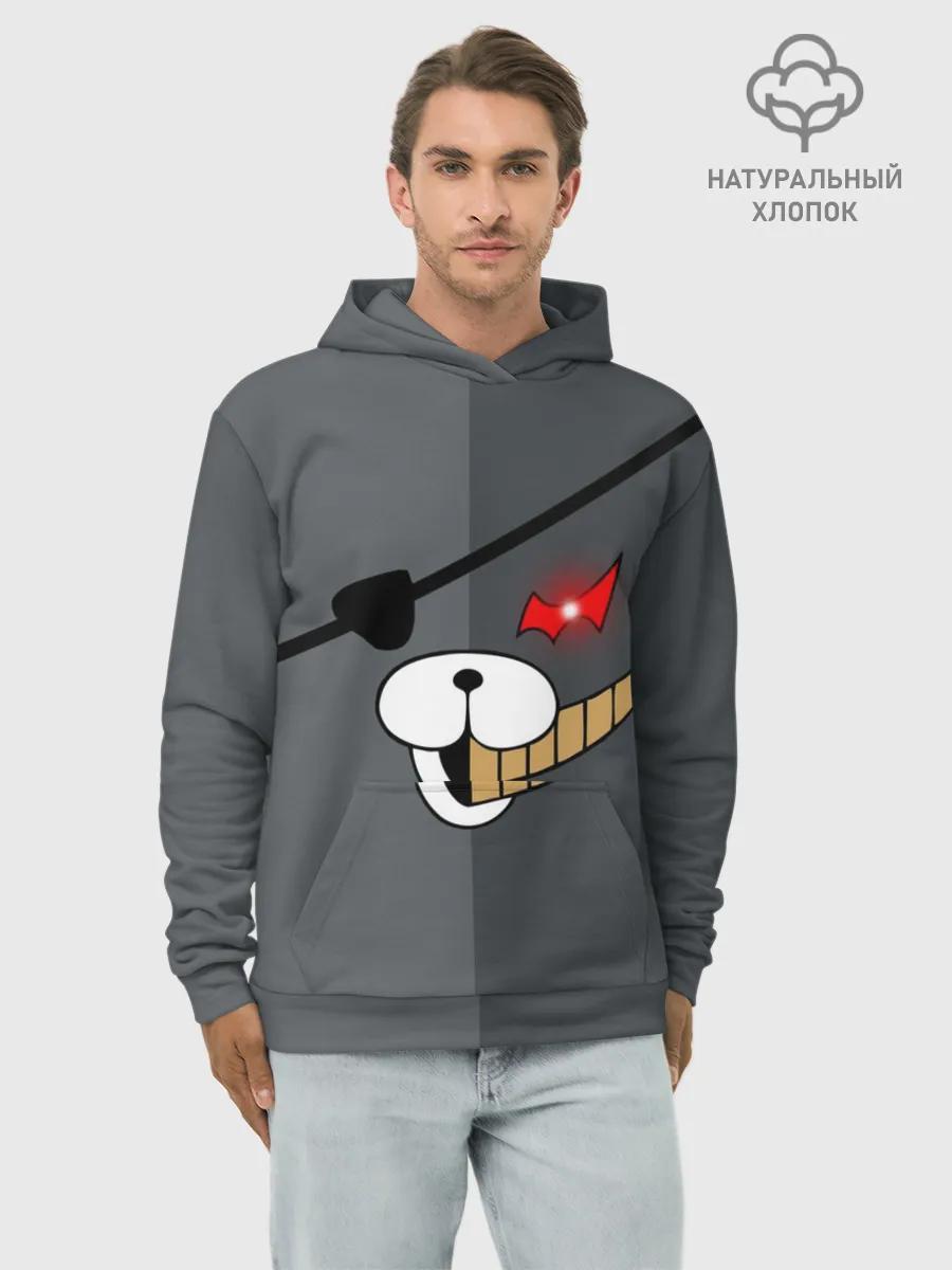 Худи мужской база хлопок / KUROKUMA на сером