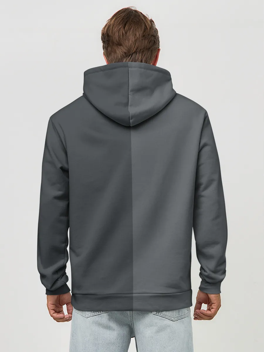 Худи мужской база хлопок / KUROKUMA на сером