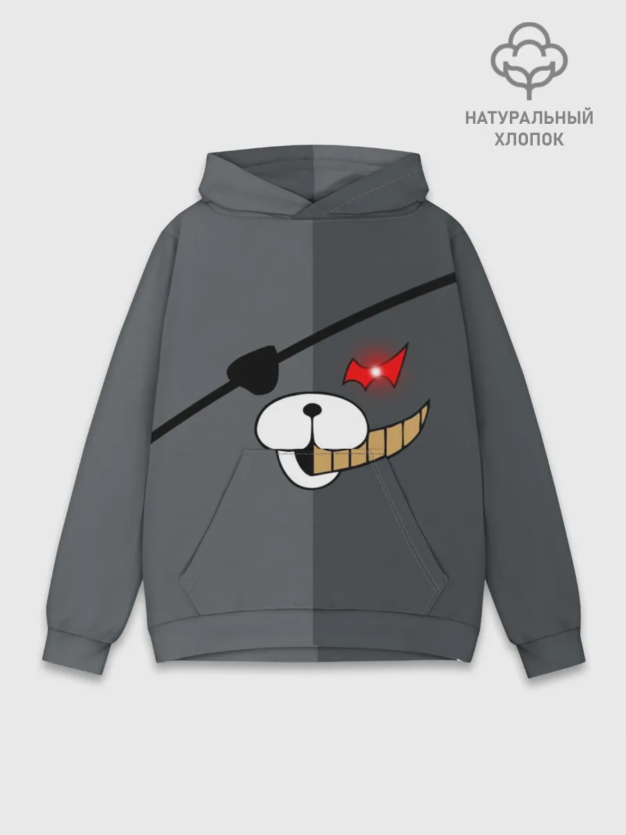 Худи мужской база хлопок / KUROKUMA на сером