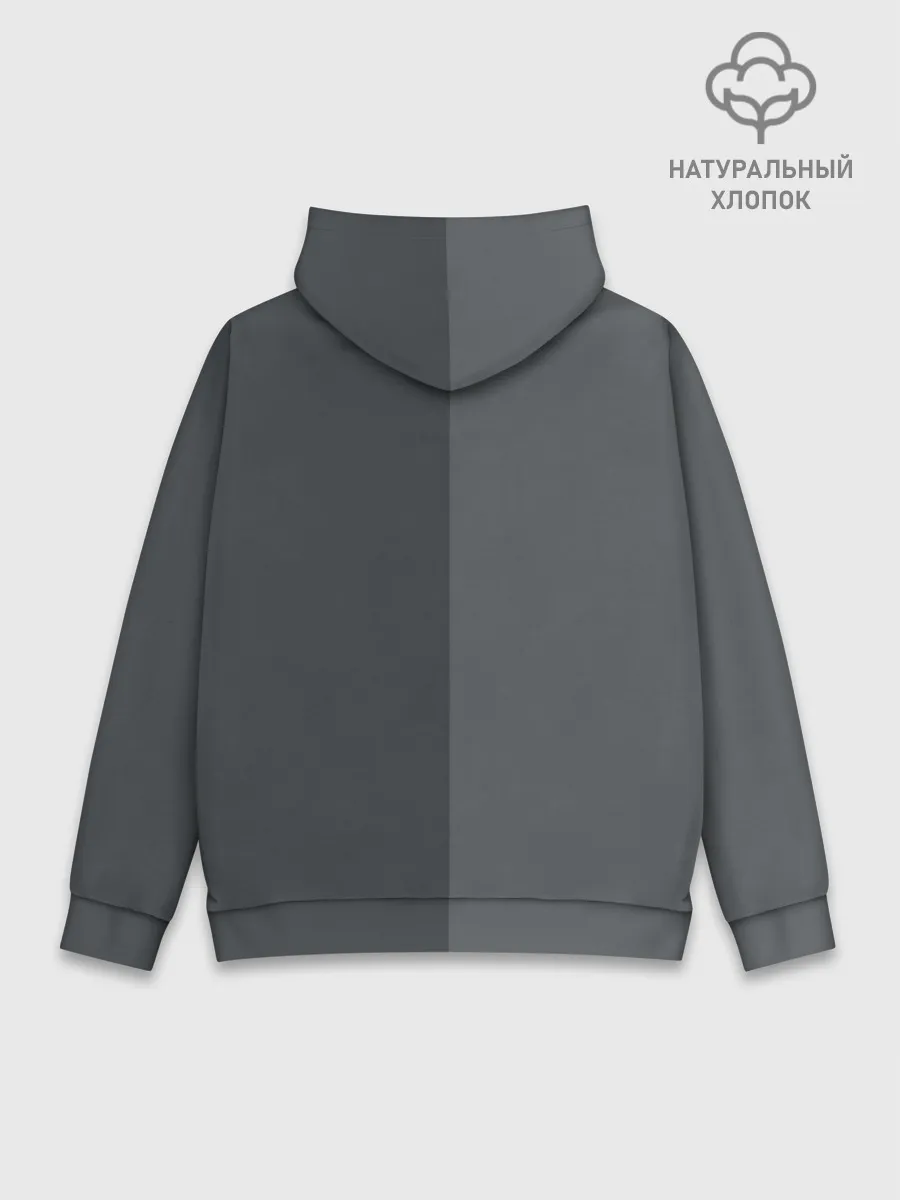Худи мужской база хлопок / KUROKUMA на сером