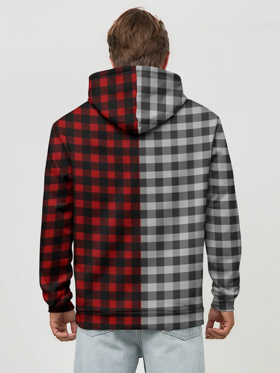 Худи мужской база хлопок / Красно белая рубашка в клетку