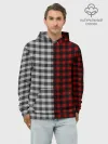 Худи мужской база хлопок / Красно белая рубашка в клетку