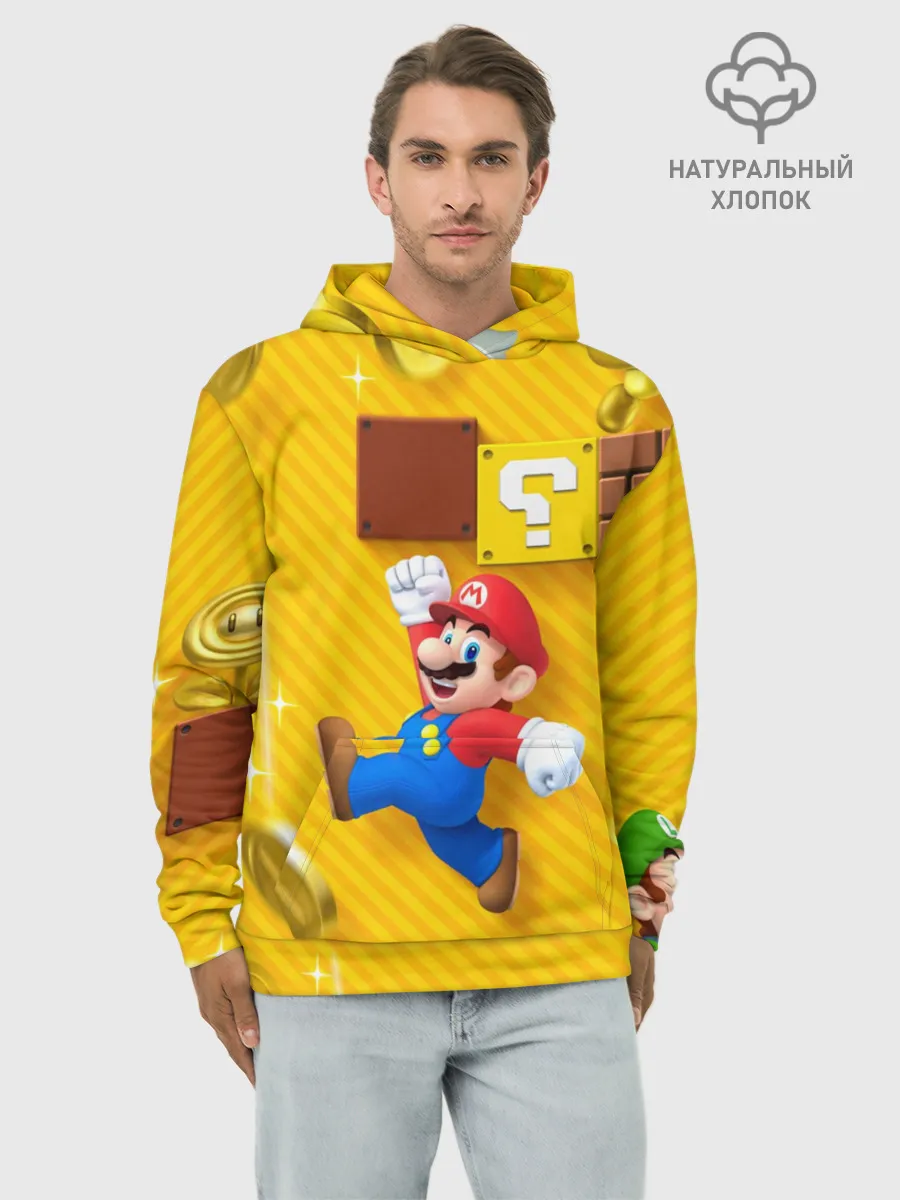 Худи мужской база хлопок / Супер Марио