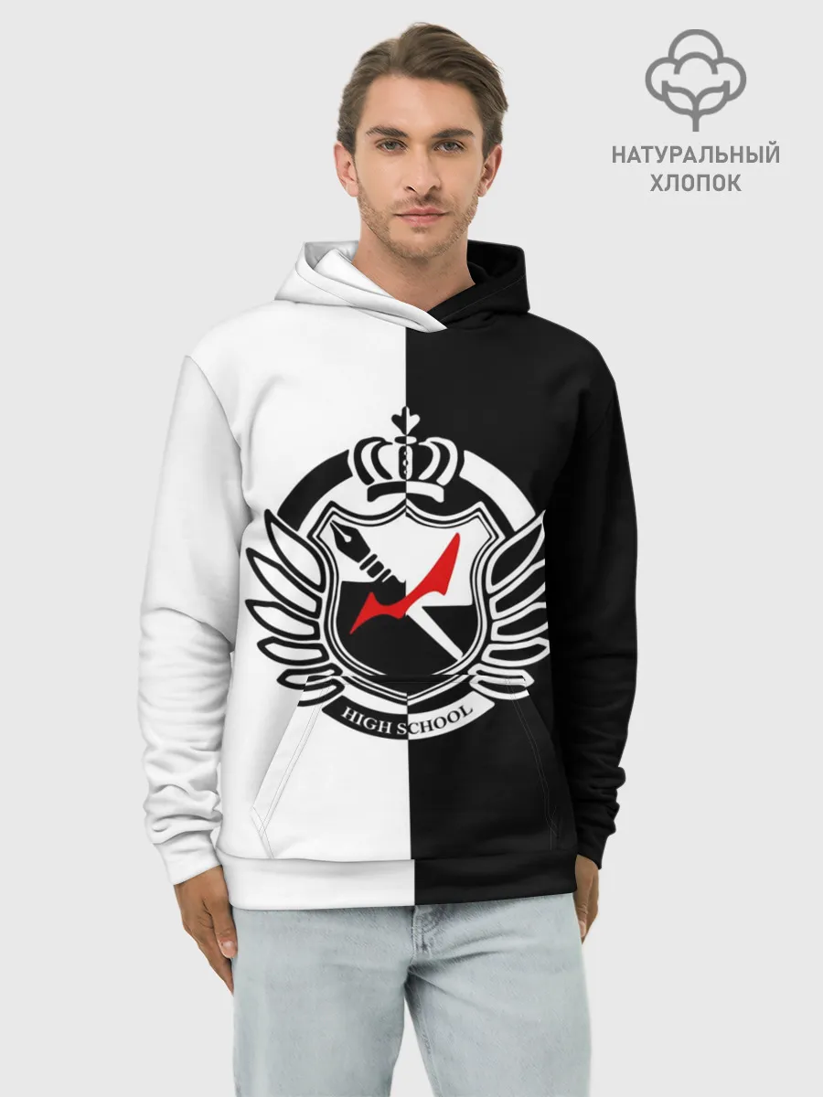 Худи мужской база хлопок / MONOKUMA SCHOOL с фоном