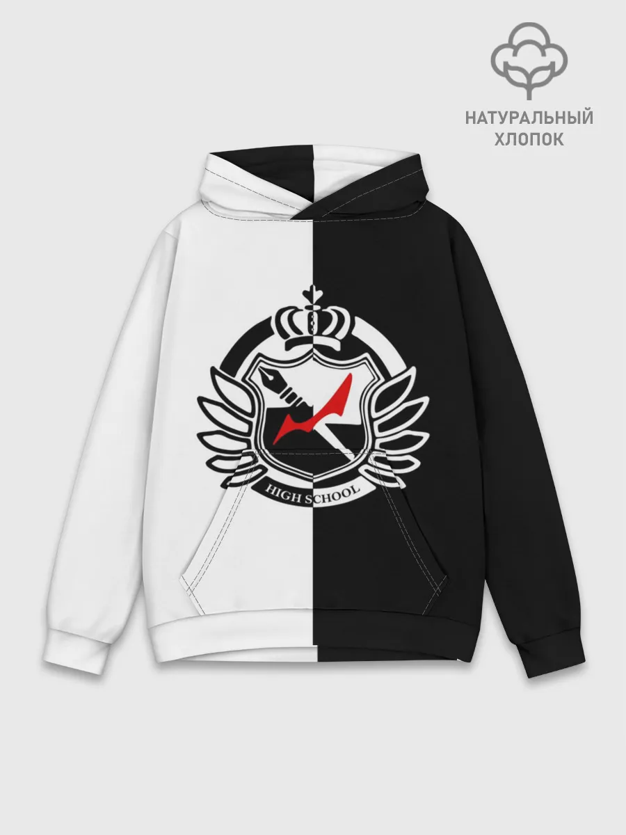 Худи мужской база хлопок / MONOKUMA SCHOOL с фоном