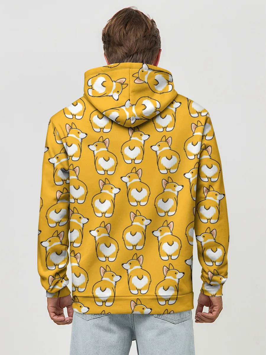 Худи мужской база хлопок / Корги Паттерн