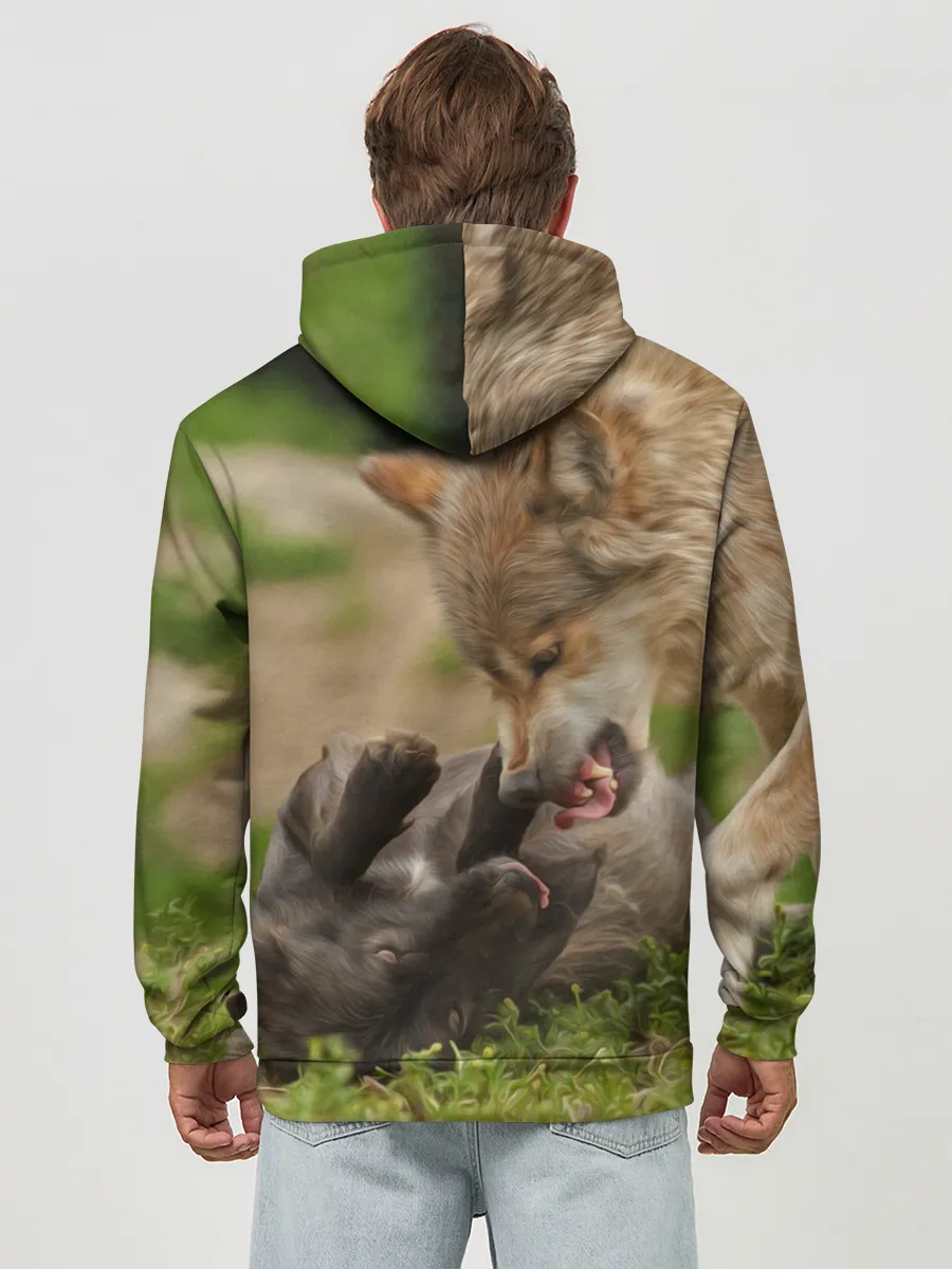 Худи мужской база хлопок / Волки