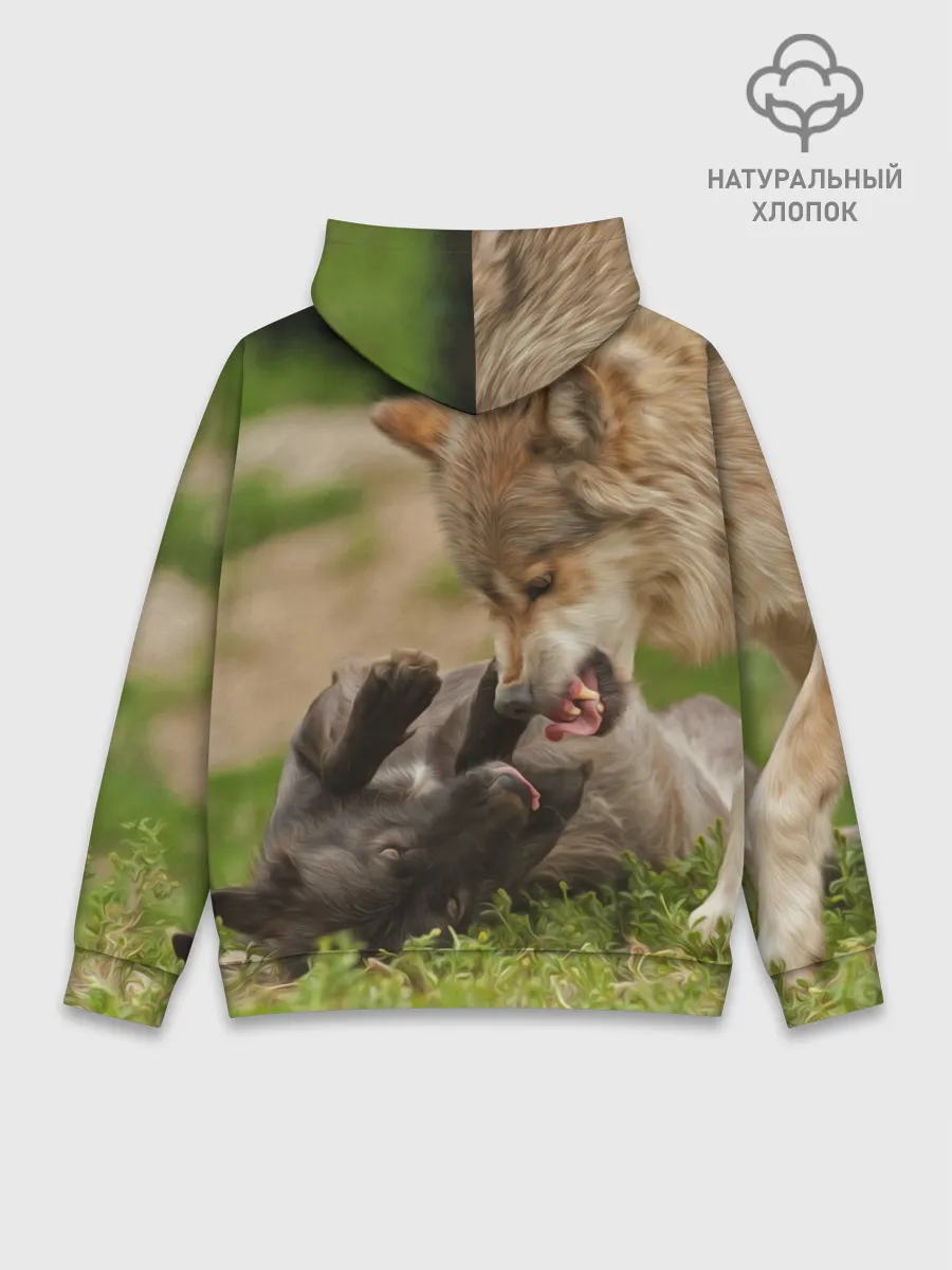 Худи мужской база хлопок / Волки