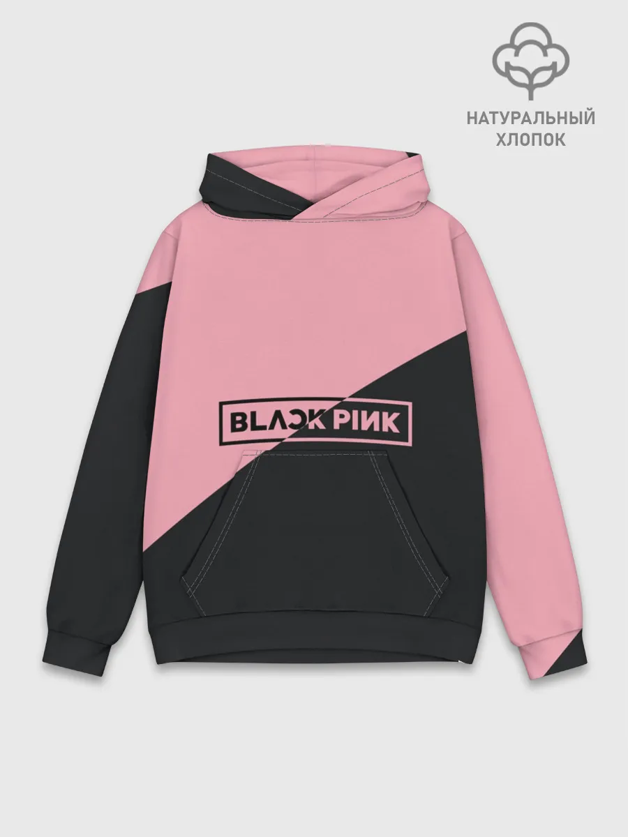 Худи мужской база хлопок / Black Pink