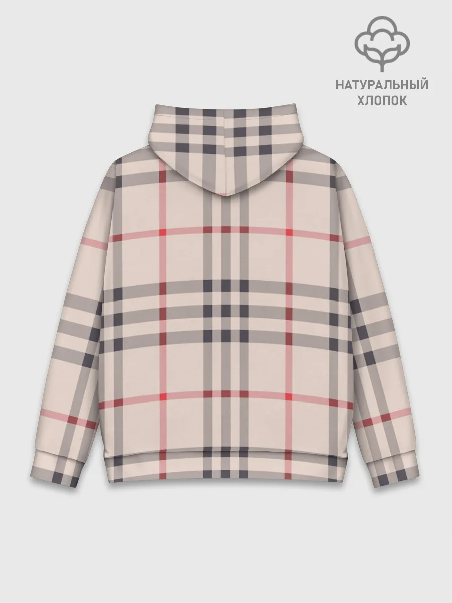 Худи мужской база хлопок / Светлая клетка