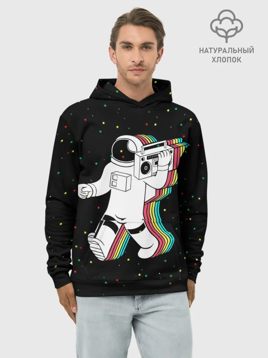 Худи мужской база хлопок / Космонавт с магнитофоном
