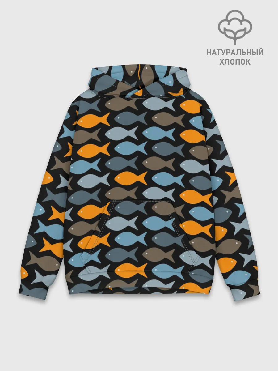 Худи мужской база хлопок / Рыбки