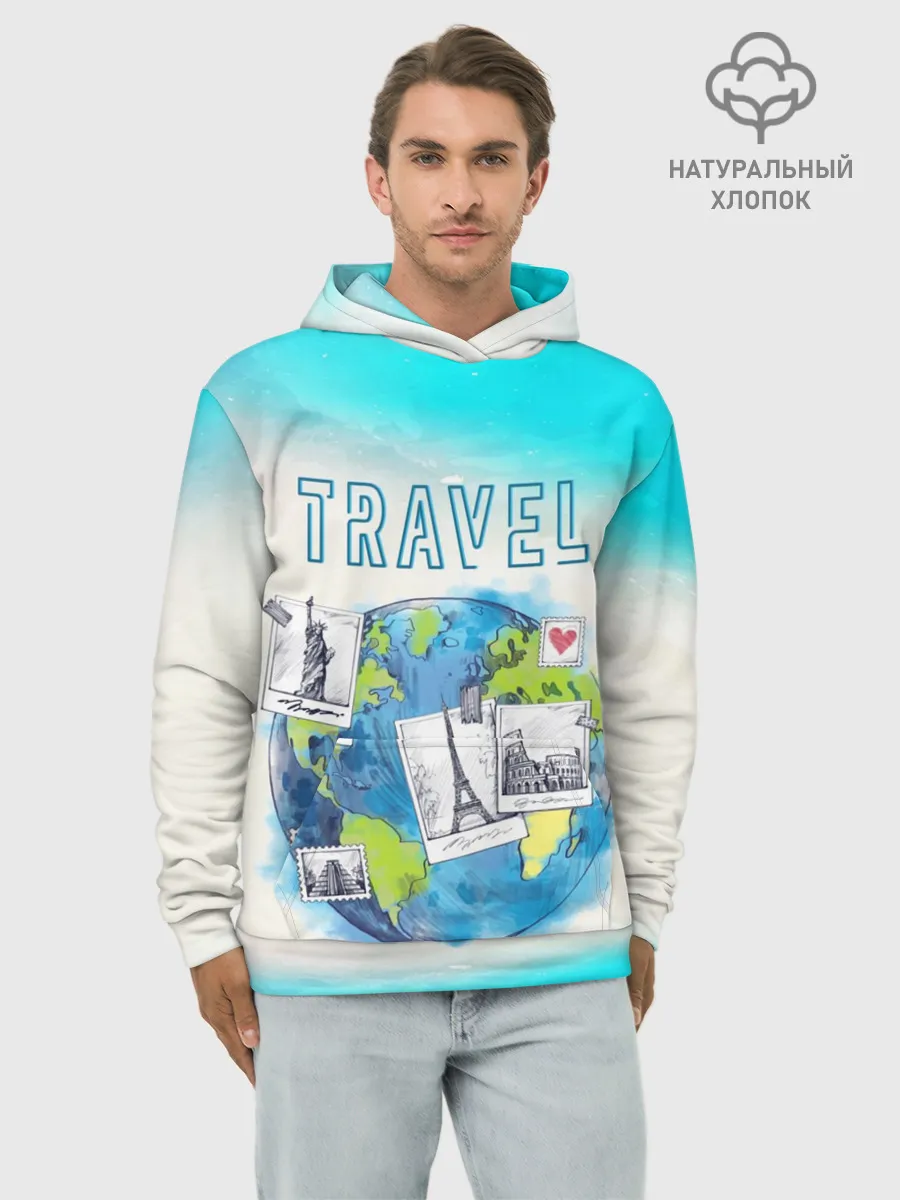 Худи мужской база хлопок / Путешествуй!