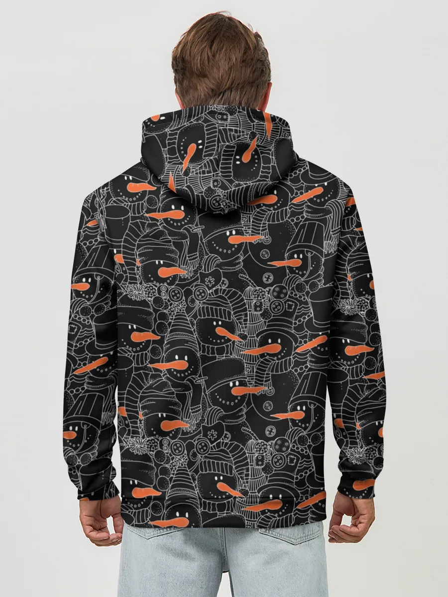 Худи мужской база хлопок / Черные снеговики