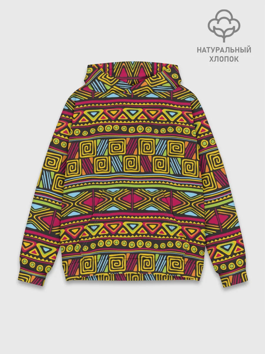 Худи мужской база хлопок / Этнический орнамент