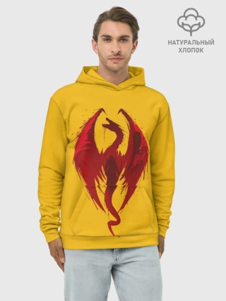 Худи мужской база хлопок / Красный Дракон