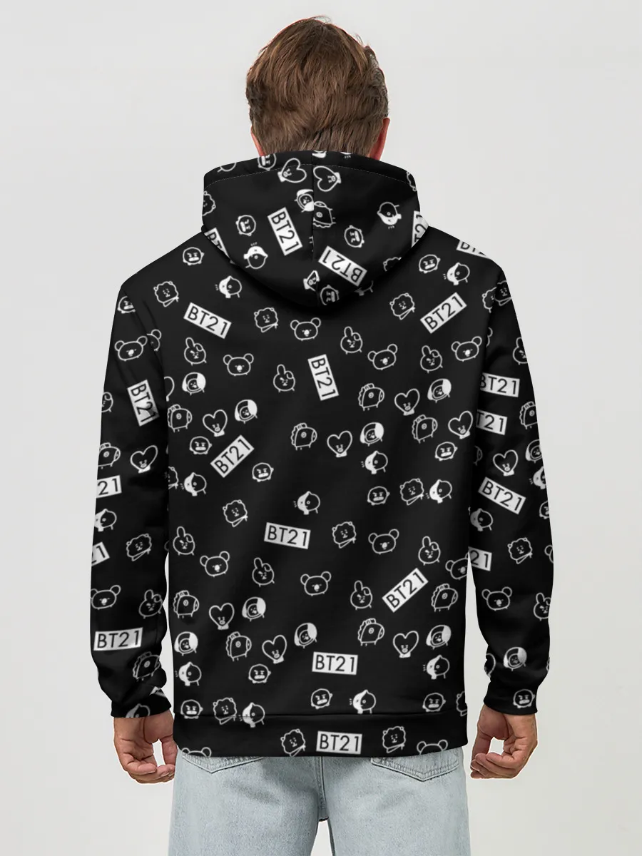 Худи мужской база хлопок / BTS BT21 STICKERS
