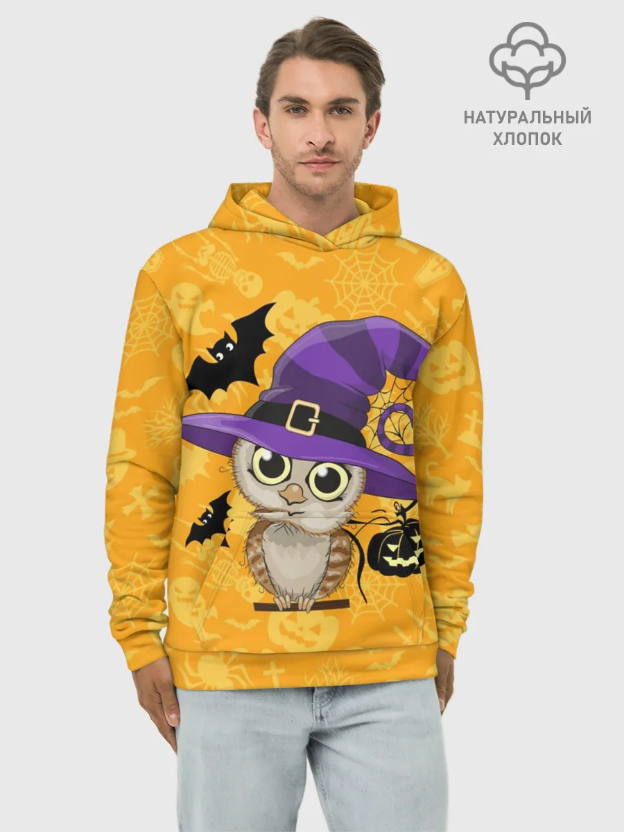 Худи мужской база хлопок / Совушка и хэллоуин