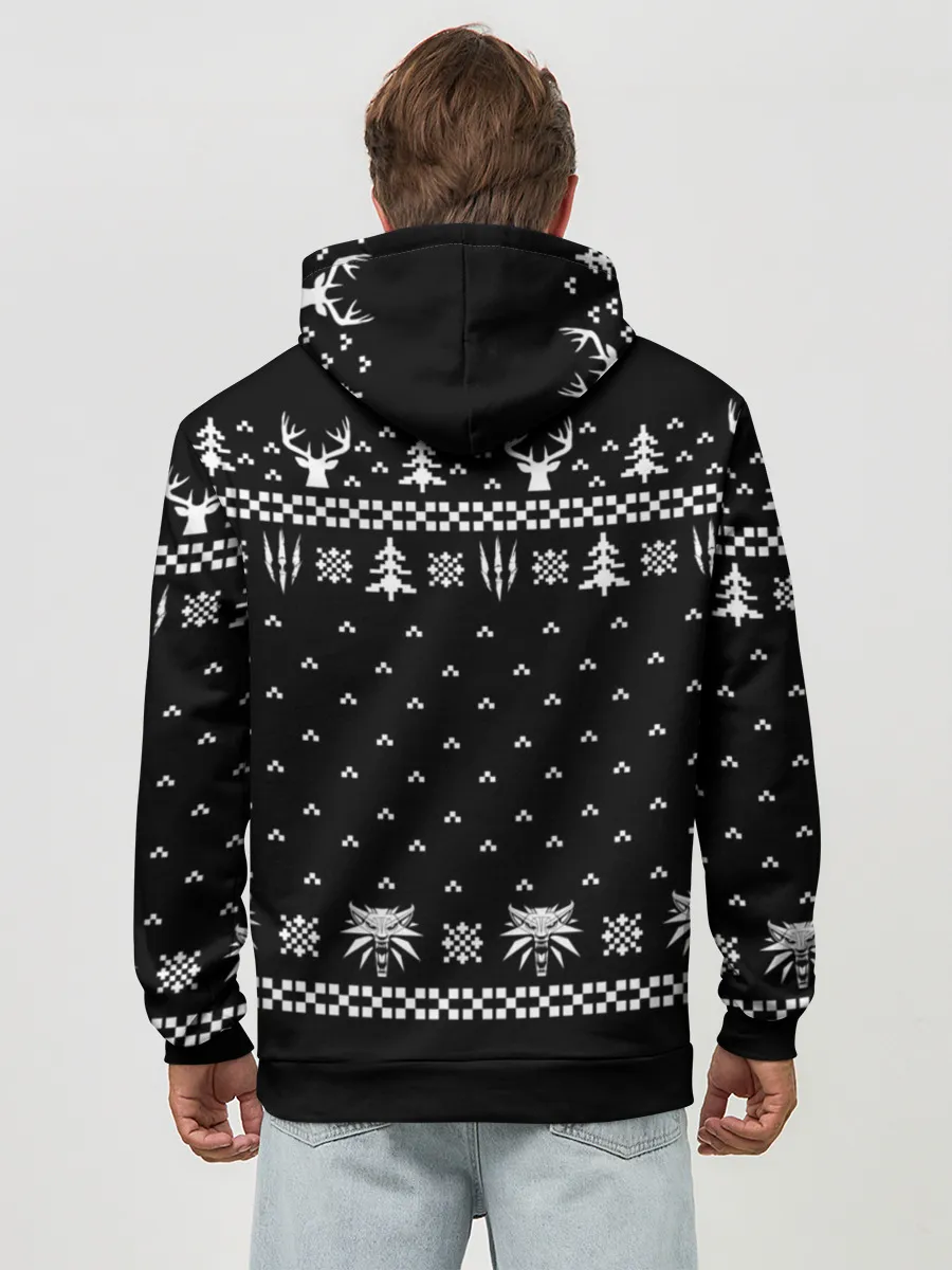 Худи мужской база хлопок / ВЕДЬМАК НОВОГОДНИЙ