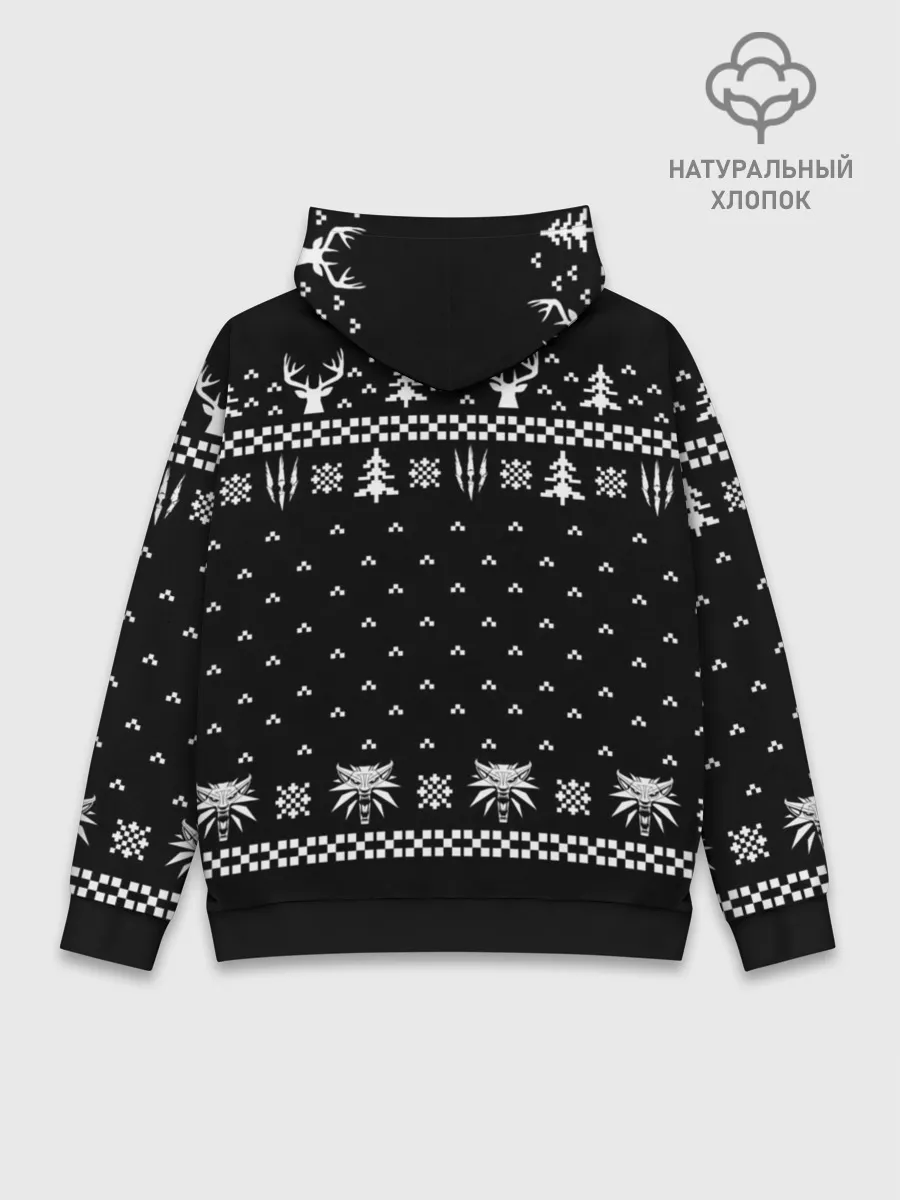 Худи мужской база хлопок / ВЕДЬМАК НОВОГОДНИЙ