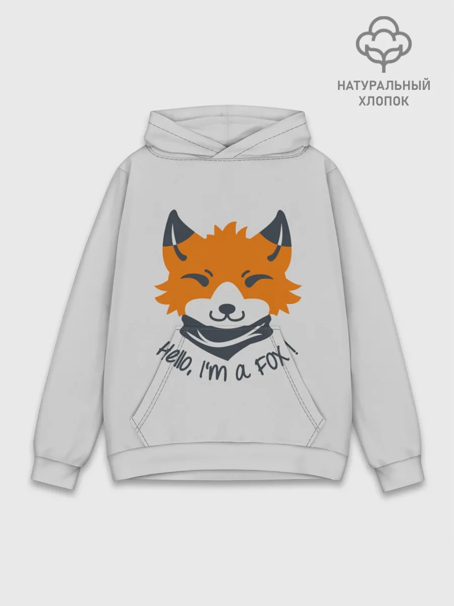 Худи мужской база хлопок / Hello Fox