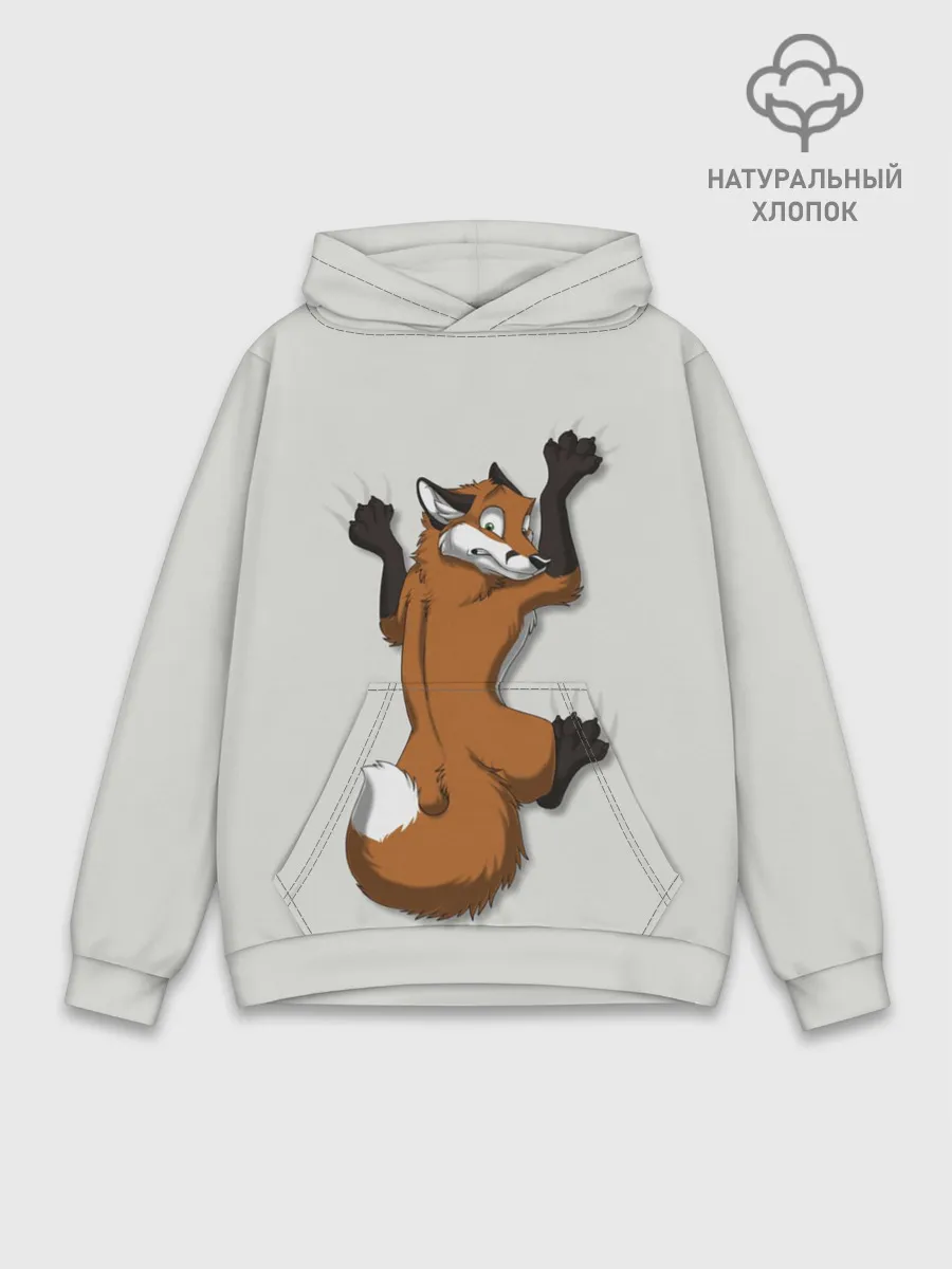 Худи мужской база хлопок / Лис Вцепился