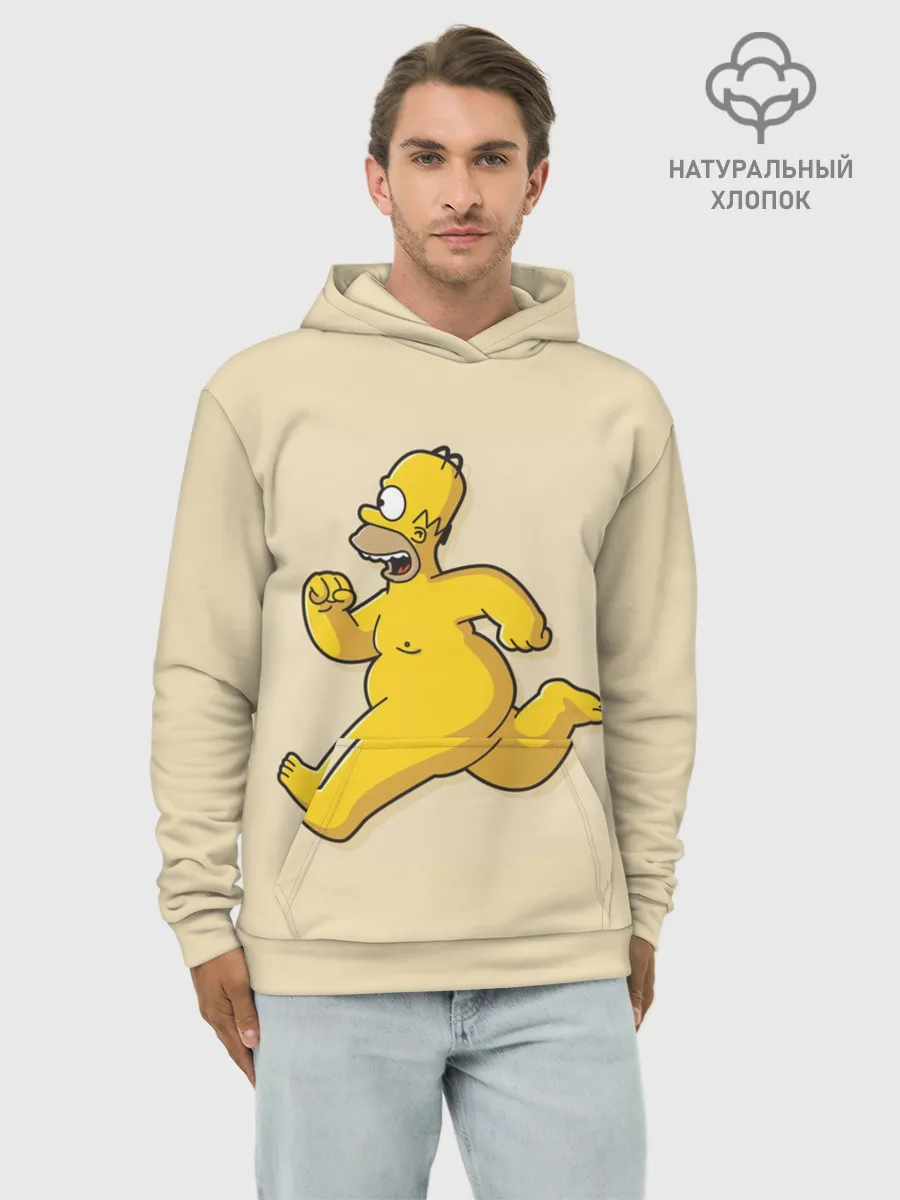 Худи мужской база хлопок / Гомер на Пробежке