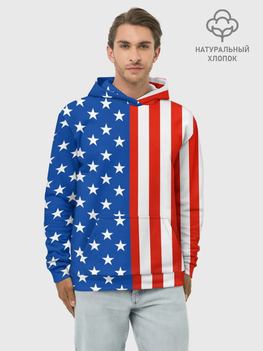 Худи мужской база хлопок / Американский Флаг