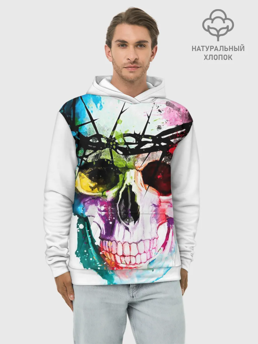 Худи мужской база хлопок / Череп и краска