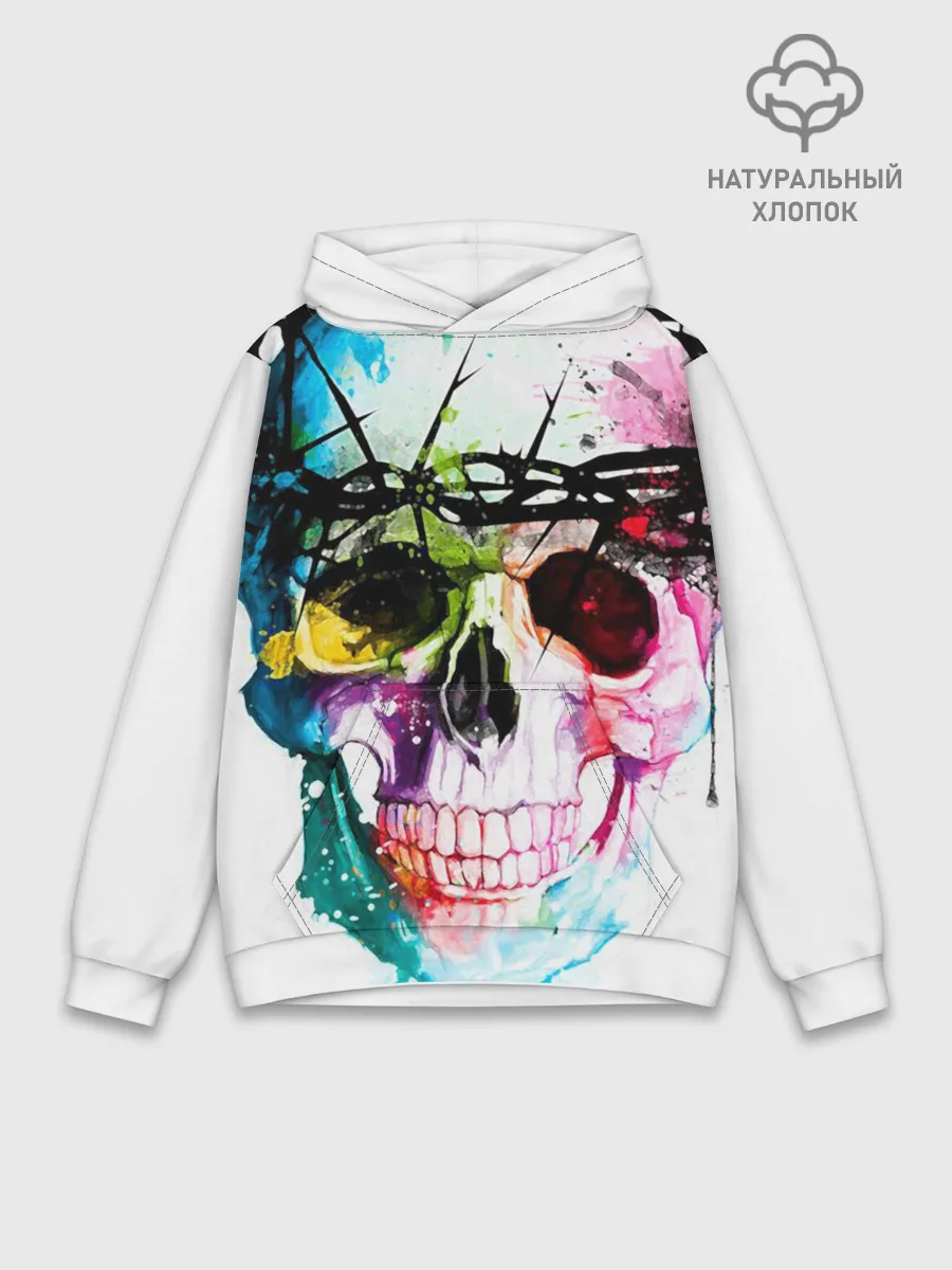 Худи мужской база хлопок / Череп и краска