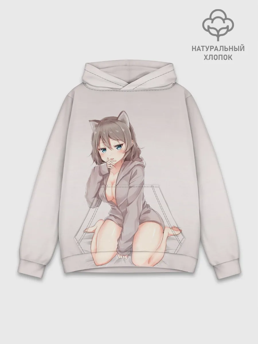 Худи мужской база хлопок / Аниме котёнок