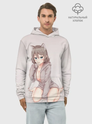 Худи мужской база хлопок / Аниме котёнок