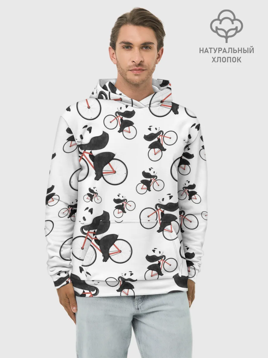Худи мужской база хлопок / Панды На Велосипеде