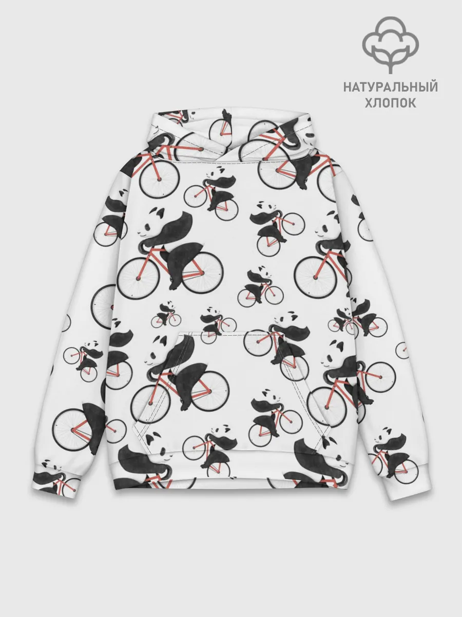 Худи мужской база хлопок / Панды На Велосипеде