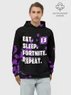 Худи мужской база хлопок / Eat Sleep Fortnite Repeat