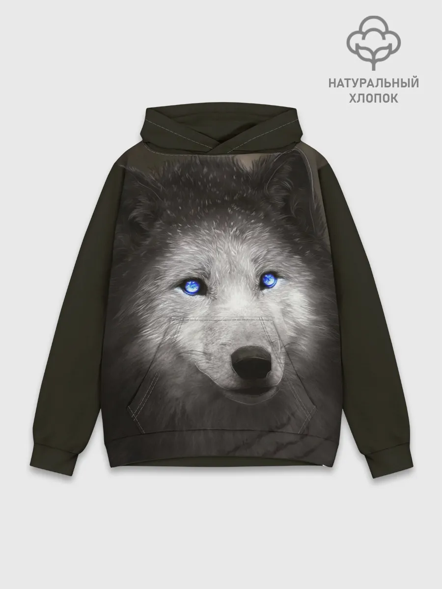 Худи мужской база хлопок / Голубоглазый волк