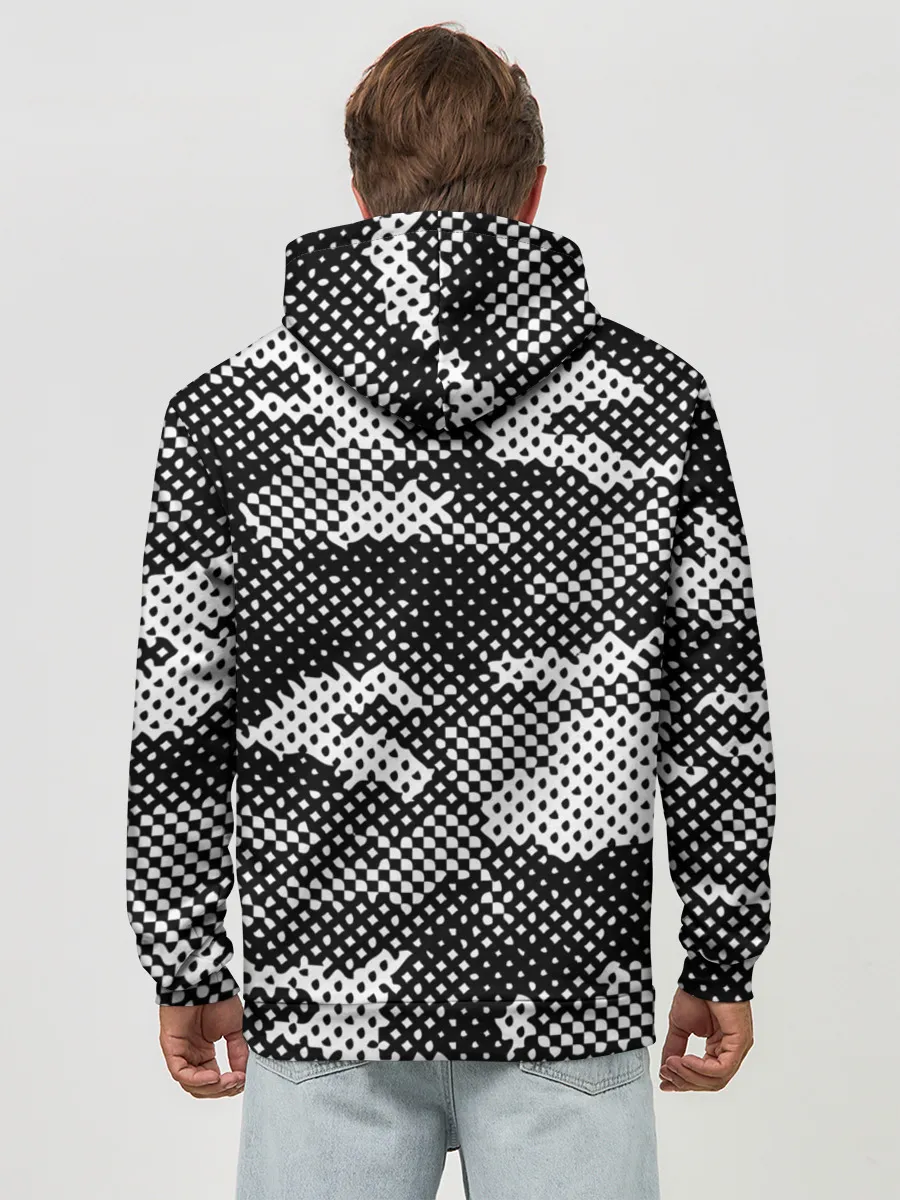 Худи мужской база хлопок / Черный камуфляж