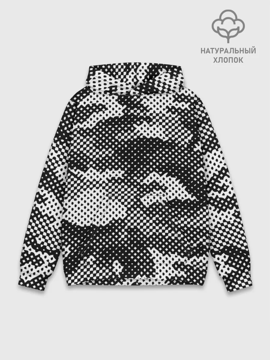 Худи мужской база хлопок / Черный камуфляж