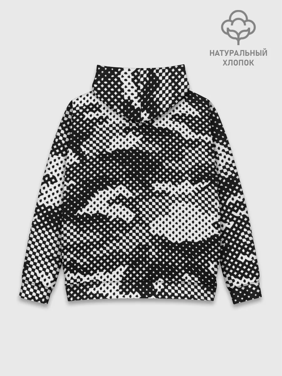 Худи мужской база хлопок / Черный камуфляж