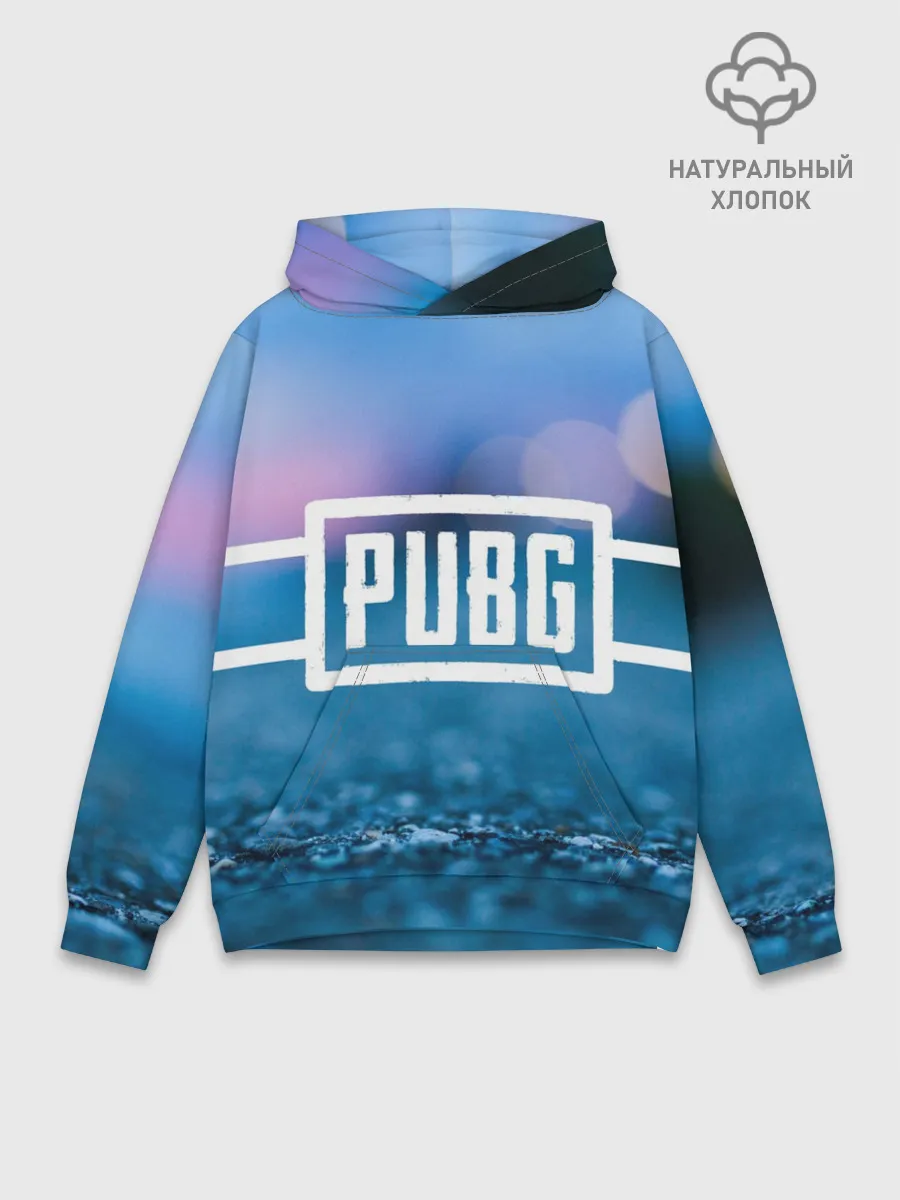 Худи мужской база хлопок / PUBG light blue