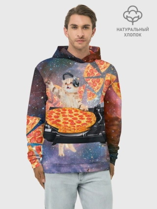 Худи мужской база хлопок / Кот Диджей