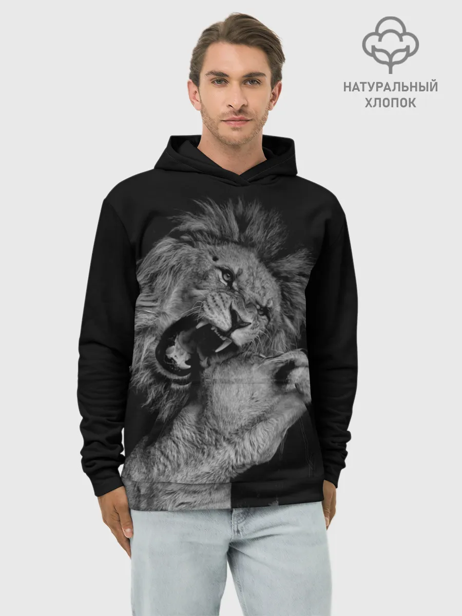 Худи мужской база хлопок / Лев и львица