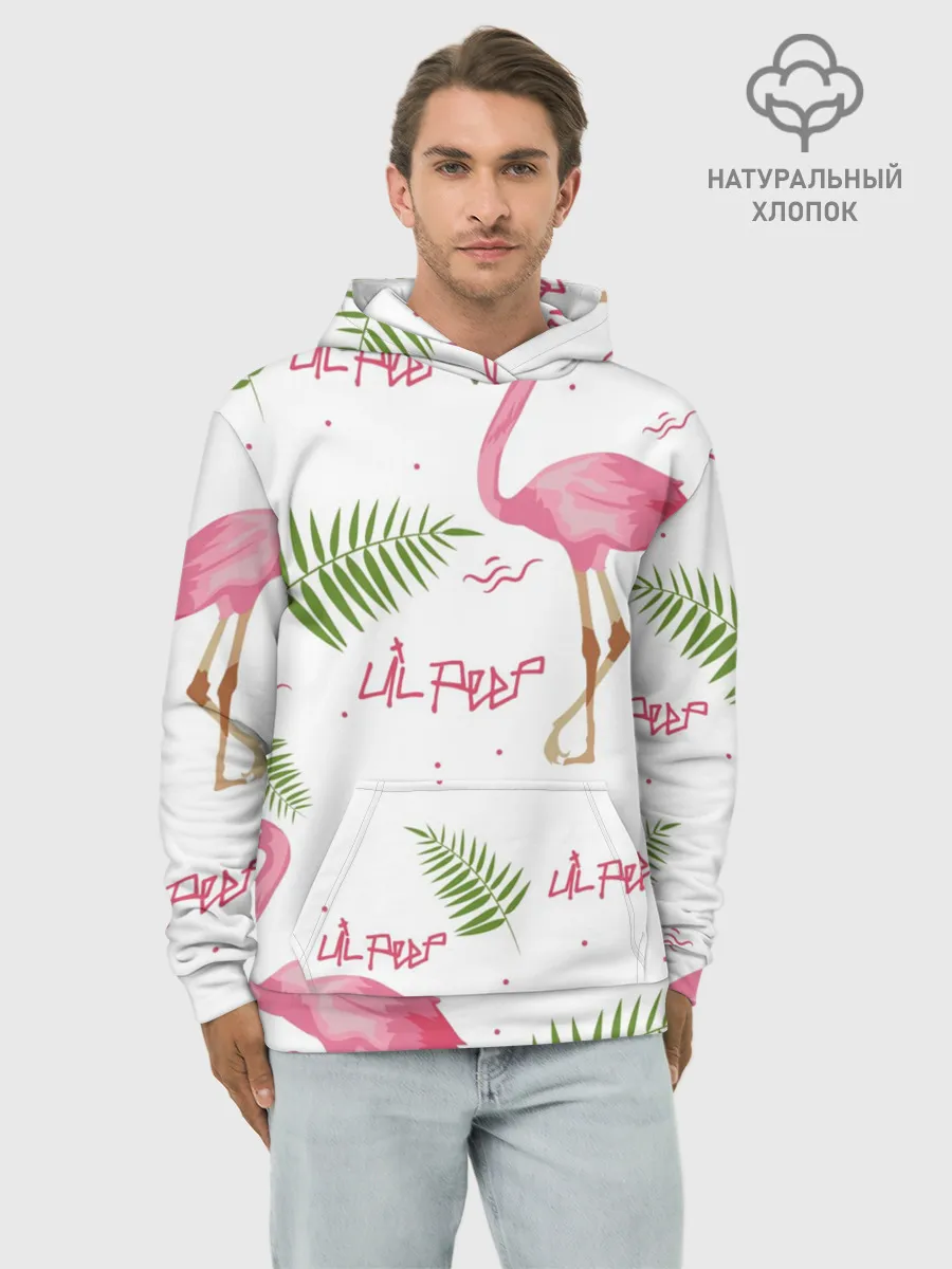 Худи мужской база хлопок / Lil Peep pink flamingo