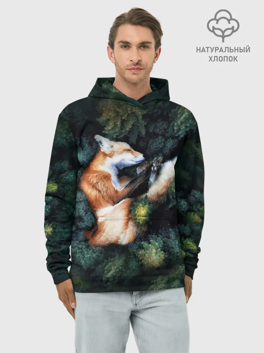 Худи мужской база хлопок / Лисичка в Лесу