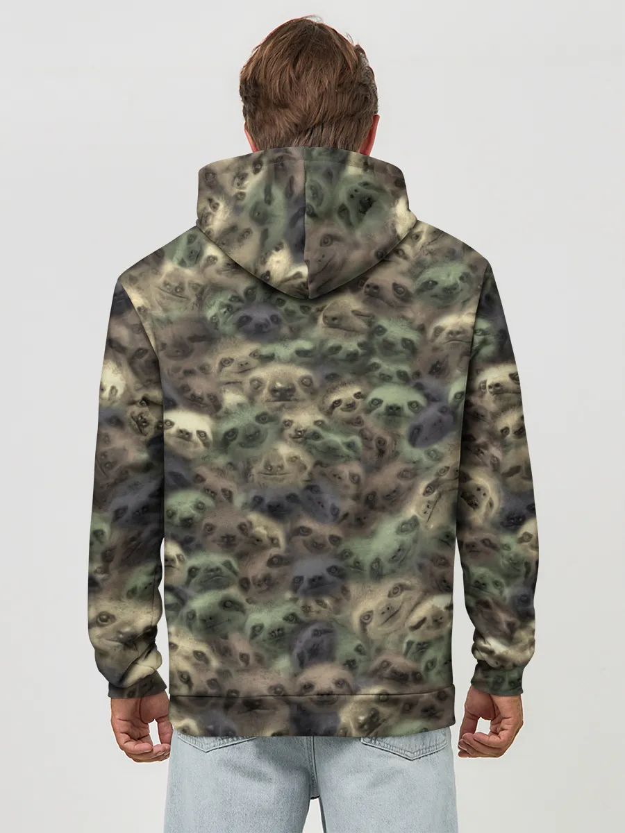 Худи мужской база хлопок / Камуфляж с ленивцами