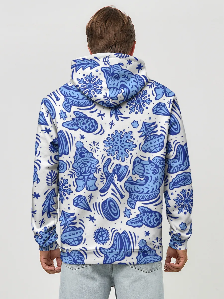 Худи мужской база хлопок / Сибирская гжель