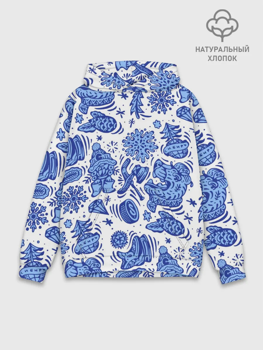 Худи мужской база хлопок / Сибирская гжель